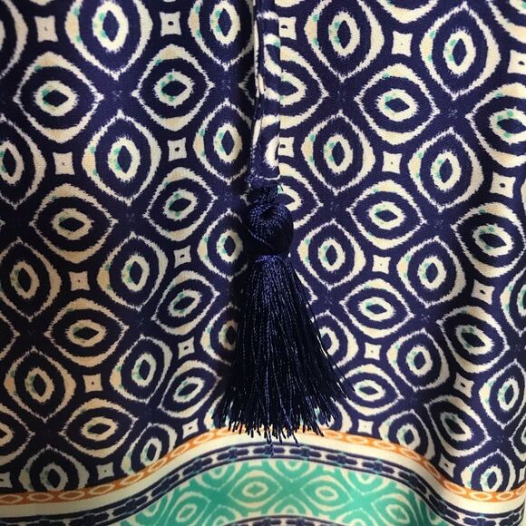 Chico's Whimsy Popover Blouse Women Size XL(16) Majestic Blue Tassel Detail NWT - Picture 8 of 12